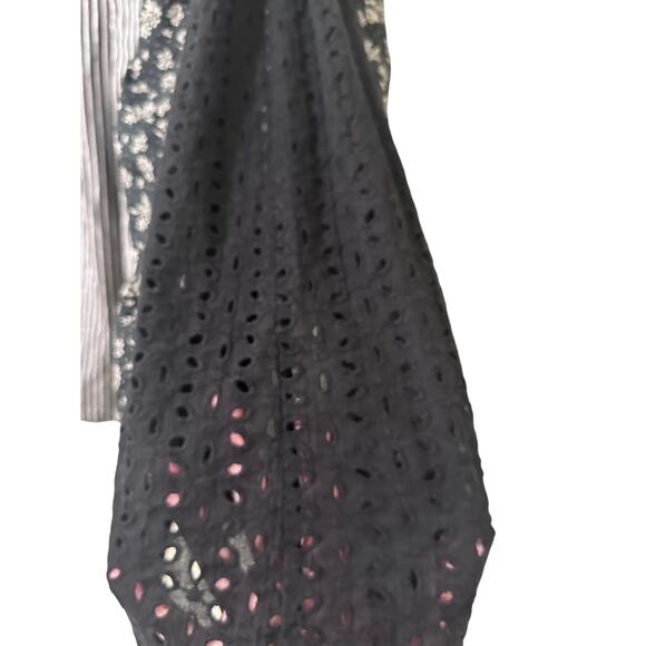 Super Hakka Japan Women's Bermuda Shorts Wide Leg Boho Floral Striped Eyelet, 6 - Picture 7 of 9